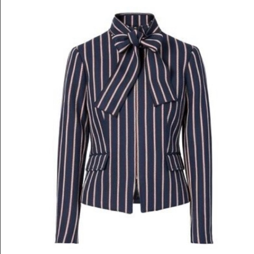 New Banana Republic Navy Red Stripe Jacket Blazer